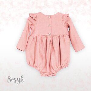 NEW - Long Sleeve Peter Pan Romper Baby Girl - Spring Romper Mustard Baby Girls